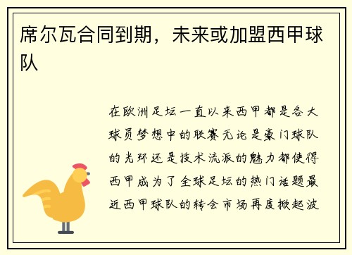 席尔瓦合同到期，未来或加盟西甲球队